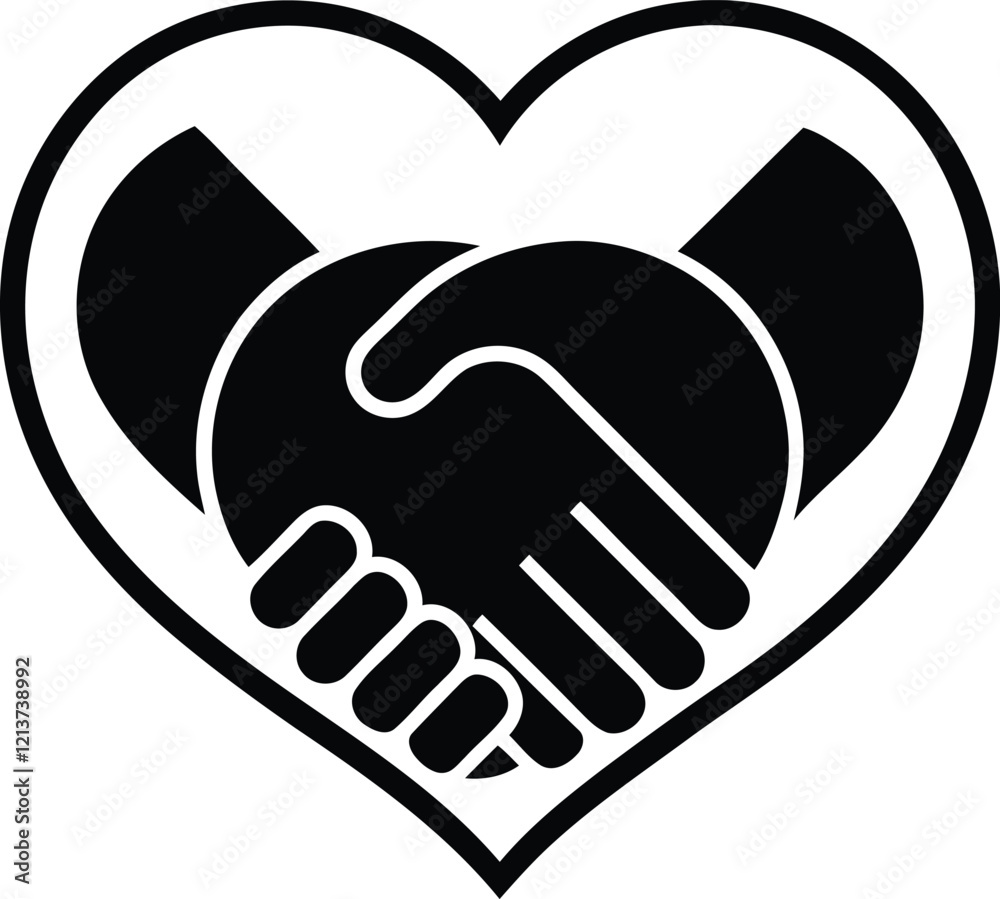 Heart Handshake silhouette vector illustration, Heart Handshake Icon, Heart Handshake line art vector Heart Handshake silhouette vector illustration, Heart Handshake Icon, Heart Handshake line art vector