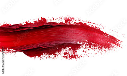 Fototapeta Naklejka Na Ścianę i Meble -  Red paint stroke, textured, black background, cosmetics, design element