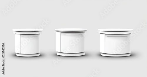 Set of blank promotional stands in white, designed for product presentation on an isolated background.