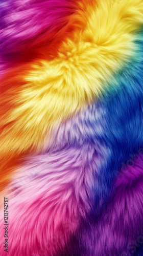 Elegant rainbow silky fur background, smooth texture, vibrant wallpaper design with a rainbow theme
