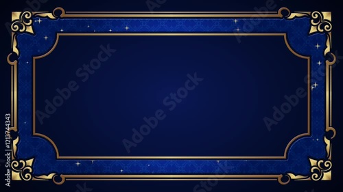 Floral frames gold and blue pattern