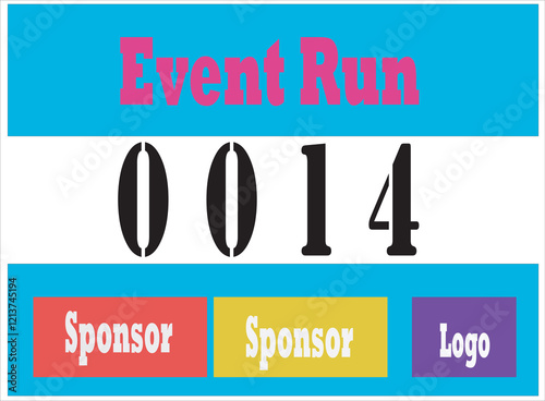 Blue colored marathon number bib isolated on white