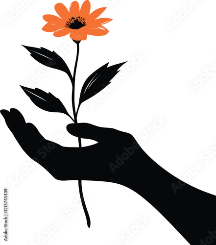Black Cannabis in hand icon isolated on white background. Beautiful Cannabis in hand icon,
