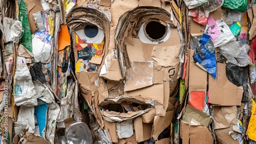 Face artwork from a recycled paper