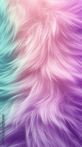 Elegant pastel green, pink, and purple silky fur background, smooth texture, stylish wallpaper design with a pastel color scheme