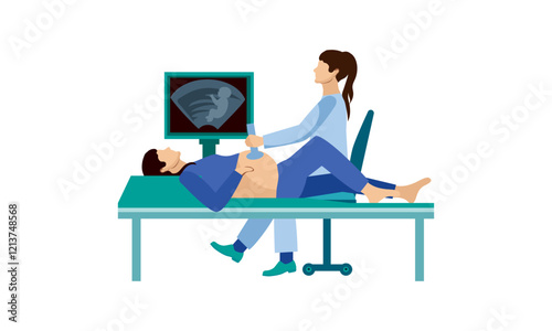 Ultrasound icon. Medical equipment for health diagnostic. Modern vector illustration for laboratory service.