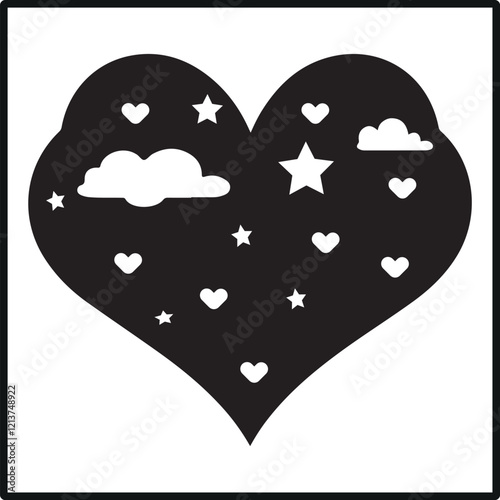 Love shaped cloud silhouette