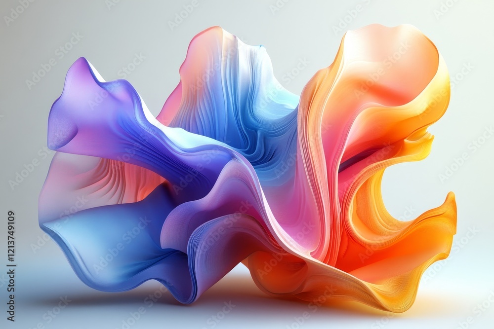 Obraz premium Abstract colorful shape, organic design, 3d render, Generative AI