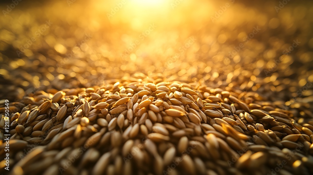 Obraz premium Grain seeds growing in dark earth illuminated by soft, glowing sunlight from above