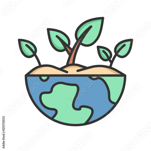 earth plant filled icon