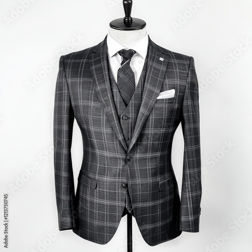 a classic mens suit on a white background