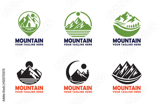 Mountain logo icon silhouette Illustration artwork Design photo