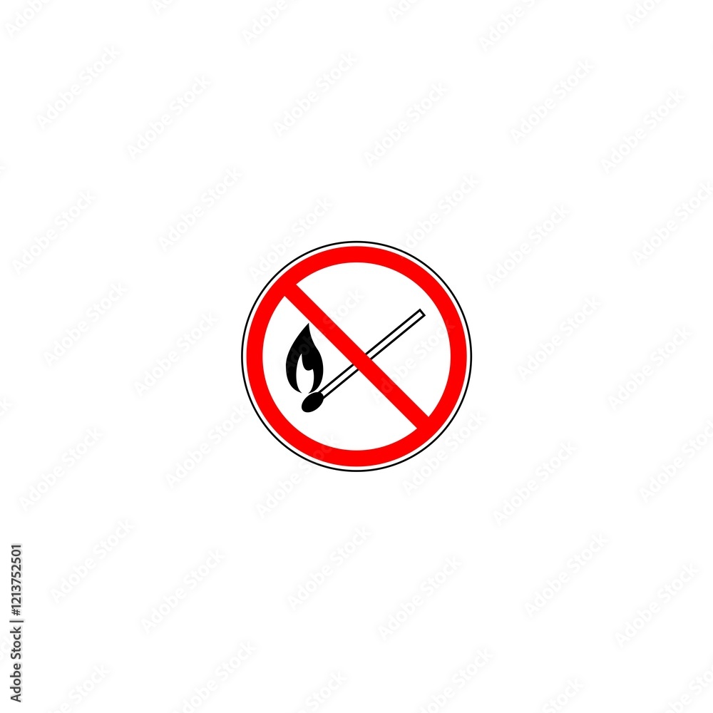 No fire sign, match forbidden symbol isolated on white background No fire sign, match forbidden symbol isolated on white background