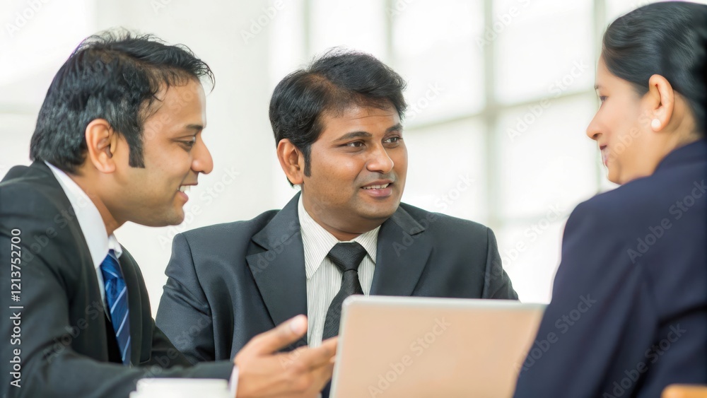 Team of Indian Professionals in Conference Room - A team of Indian business professionals discussing ideas in a well-lit conference room.
Team of Indian Professionals in Conference Room - A team of Indian business professionals discussing ideas in a well-lit conference room.