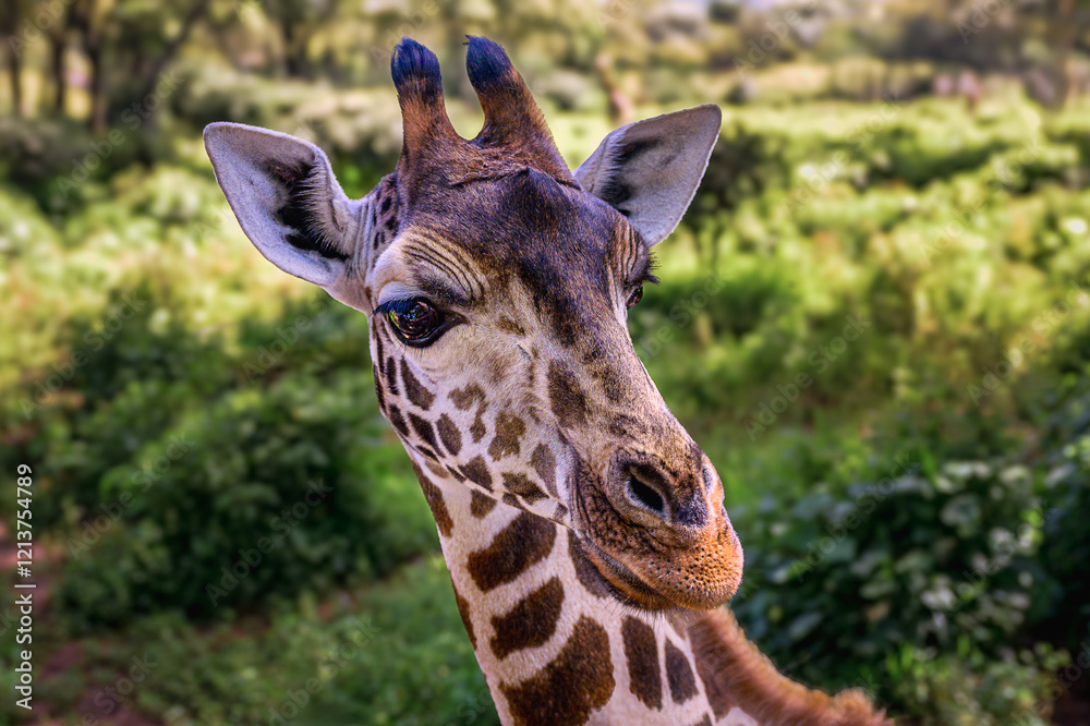 2025-01-04 CLOSE UP OF A LARGE ADULT GIRAFFE WITH BIG DARK EYES AND A BLURRED OUT BACKGROUND IN KAREN KENYA 2025-01-04 CLOSE UP OF A LARGE ADULT GIRAFFE WITH BIG DARK EYES AND A BLURRED OUT BACKGROUND IN KAREN KENYA