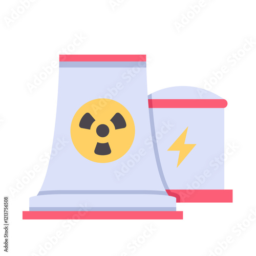 nuclear plant flat icon