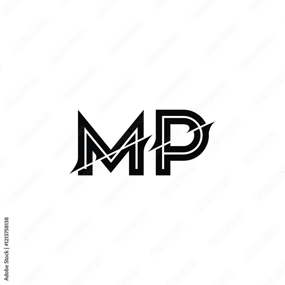 Obraz premium MP monogram logo design letter text name symbol monochrome logotype alphabet character simple logo