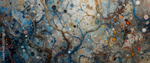 Abstract Network of Organic Forms with Intricate Details and a Textured Surface