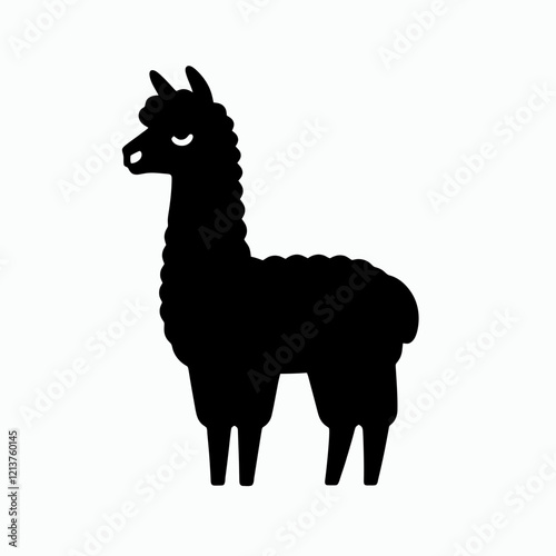 Alpaca silhouette in black on a white background