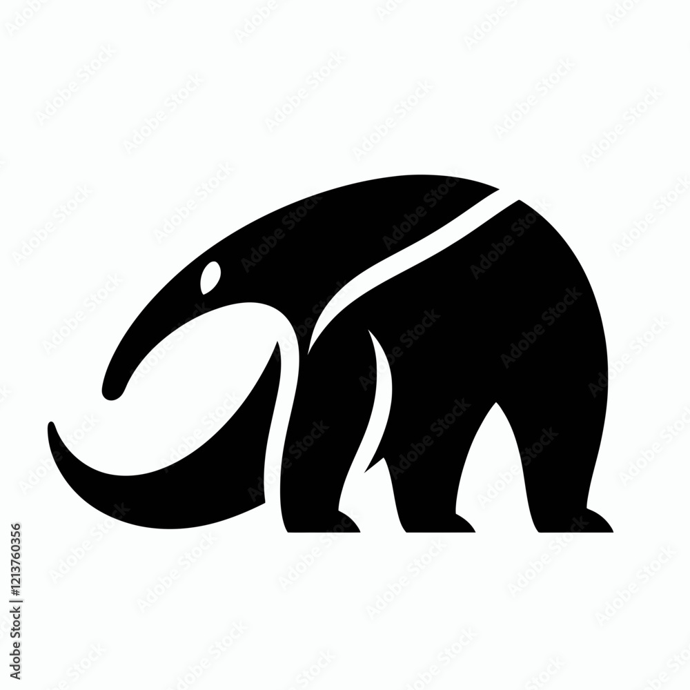 Anteater silhouette in black on a white background Anteater silhouette in black on a white background