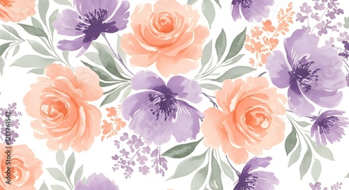 Watercolors art background of floral patterns 