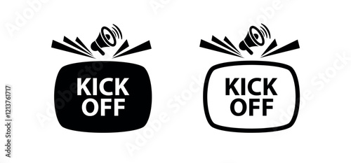 kick off sign on white background	