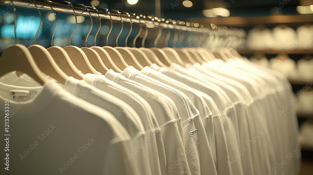 Fototapeta premium White T-Shirt Collection: Minimalist Fashion Apparel for Modern Style