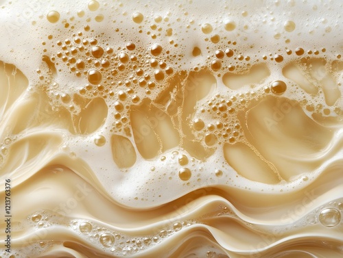 Flowing Amber Waves of Golden Beer Foam and Carbonation