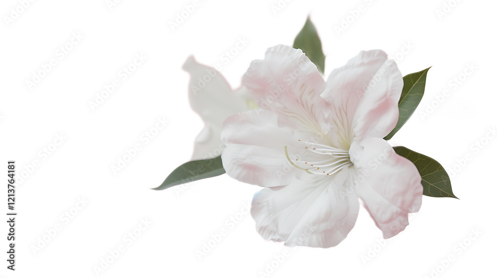 Fototapeta premium A delicate white azalea flower against a transparent background.