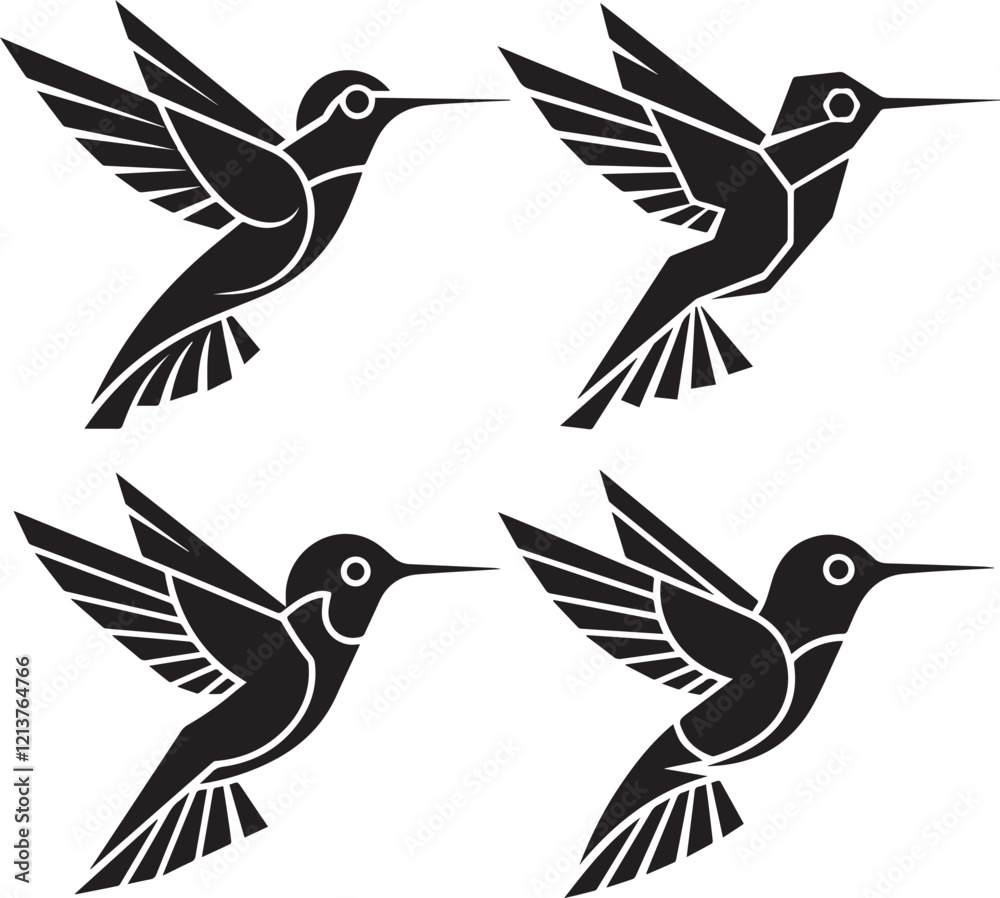 Fototapeta premium vector illustration of a silhouette hummingbird