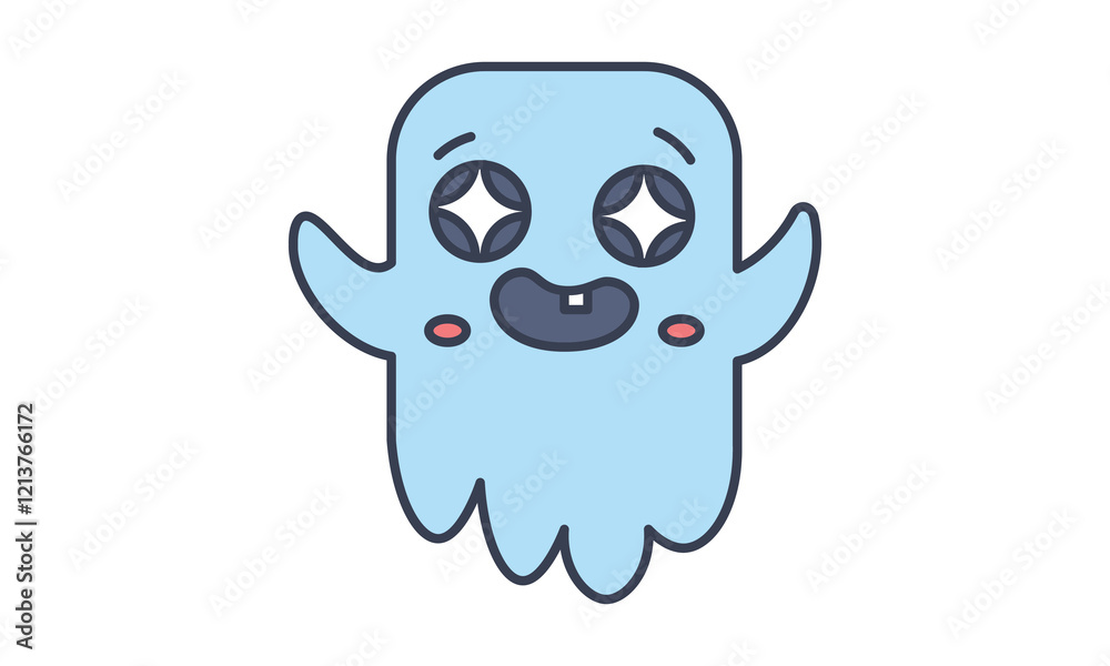 Fototapeta premium Cute happy ghost character. Halloween vector illustration.