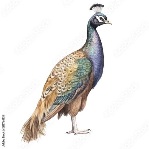 watercolor peacock isolated white background