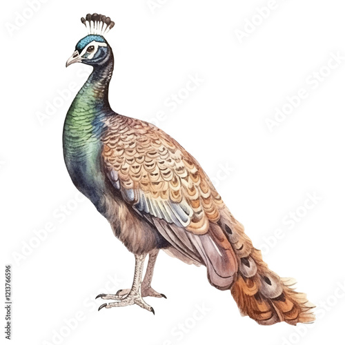 watercolor peacock isolated white background