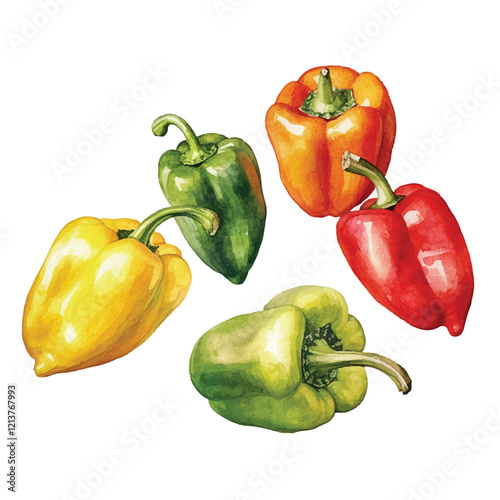 watercolor Peppers isolated white background