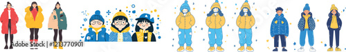Stylish girls and boys teenagers in y2k outfits. Retro style 80s, 90s. Cartoon bright full-length illustration