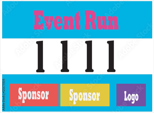 Blue colored marathon number bib isolated on white