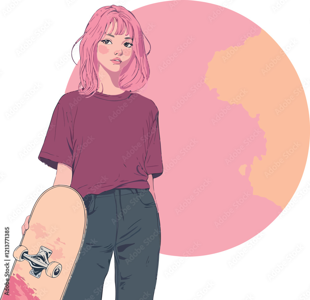 student teenager lifestyle dress up. viva magenta color trends design. vector illustration flat style on white background student teenager lifestyle dress up. viva magenta color trends design. vector illustration flat style on white background