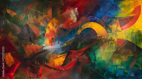 Abstract Digital Artwork with Dynamic Composition and Vibrant Colors