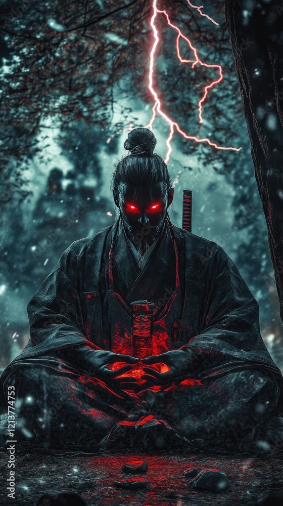 Dark Samurai Meditates, Stormy Night Dark Samurai Meditates, Stormy Night