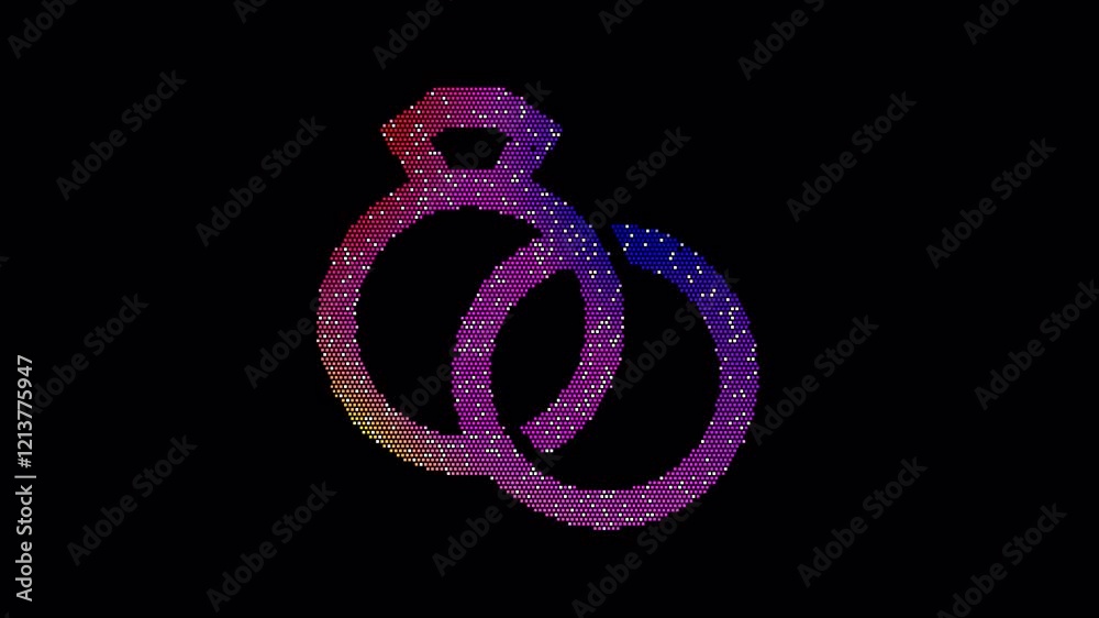 Icon rings wedding is made up of LED square shapes that shimmer and ...