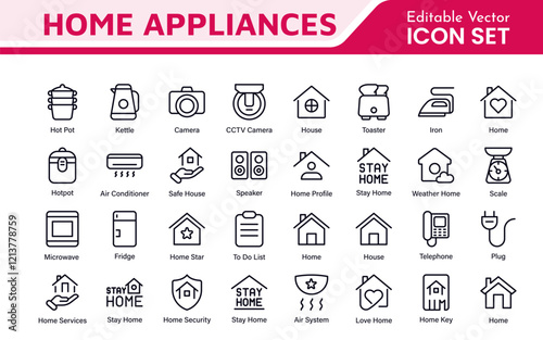 Home Icon Set. A cozy and inviting collection of icons that embody comfort and lifestyle, perfect for enhancing real estate apps, home improvement projects, and websites.