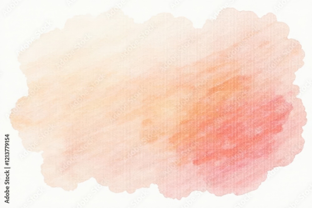 Obraz premium Single peach watercolor, soft hues, delicate brushstrokes, summer, organic