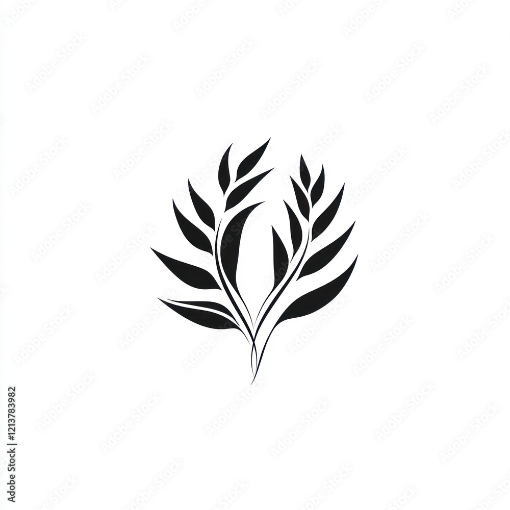 custom made wallpaper toronto digitalSilhouette of plant leaves for botanical designs, in vector format, on a white background