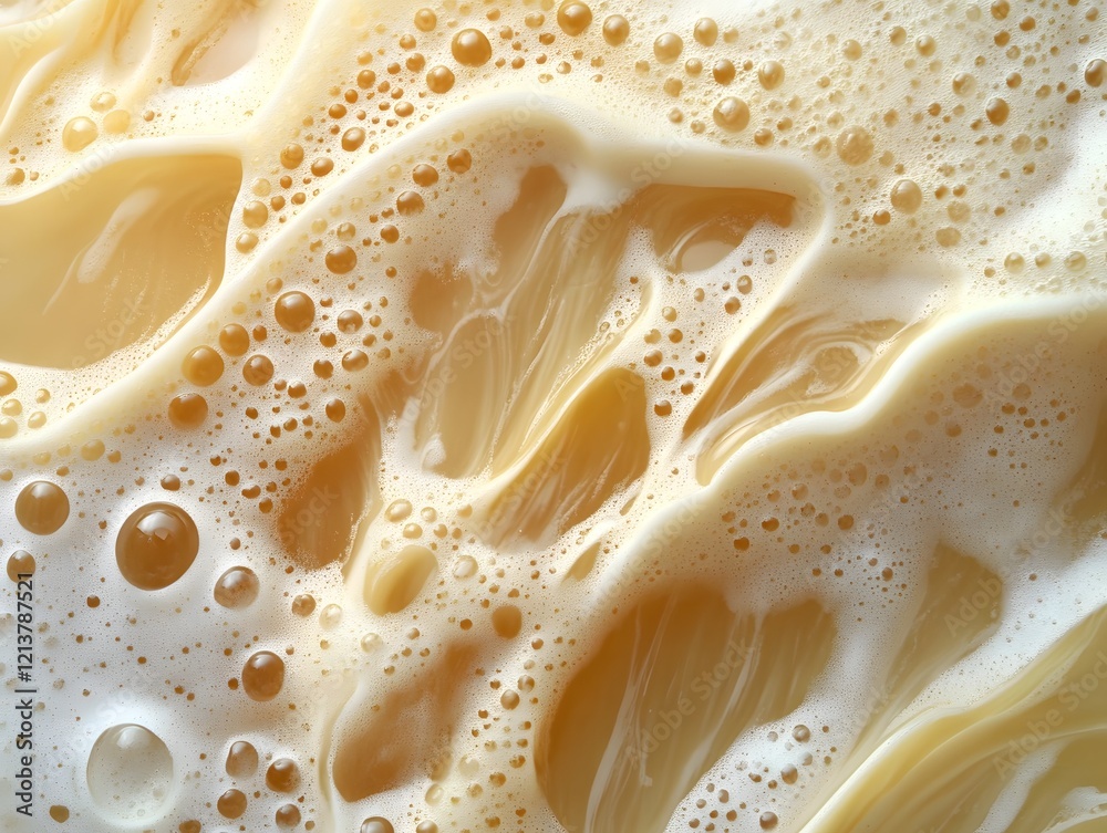 Flowing Golden Beer Foam with Captivating Carbonation Bubbles Flowing Golden Beer Foam with Captivating Carbonation Bubbles