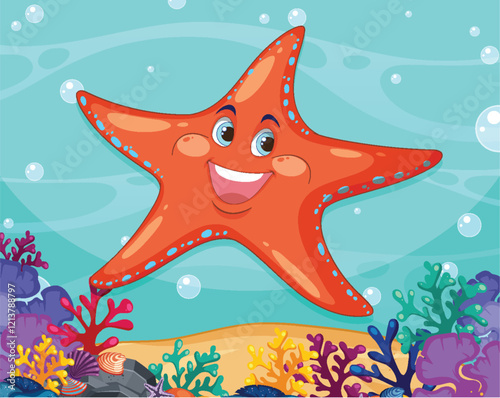 Cheerful Starfish in Vibrant Coral Reef