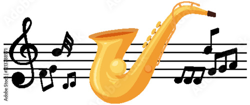 Saxophone and Musical Notes Harmony