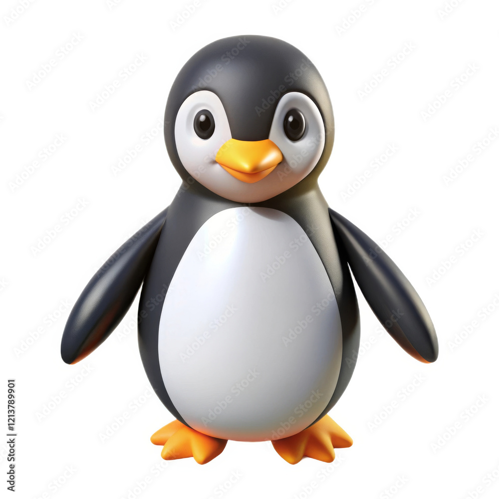 Fototapeta premium cute cartoon penguin with cheerful expression on white background