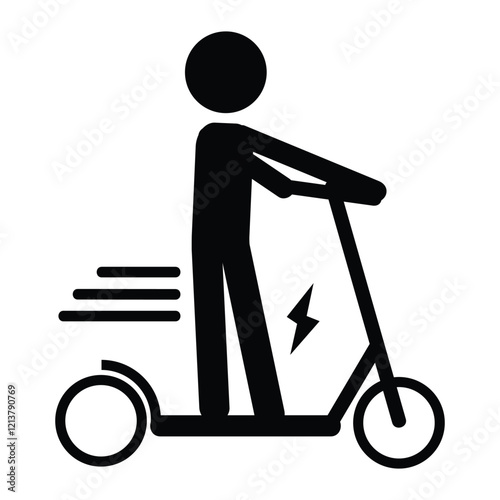 Stickman Riding Electric Scooter Vector Icon