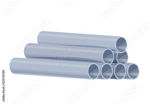Illustration of several construction pipes arranged on white background suitable for designing construction projects and supplies