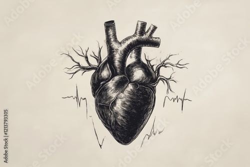 The Heart and heart rate chart being sketched on paper